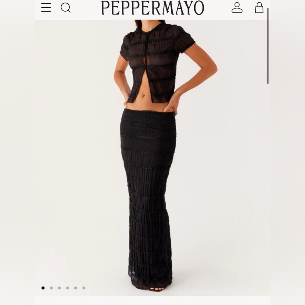 Peppermayo Black Textured Maxi Skirt